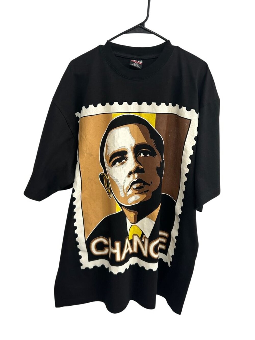 Griffin Activewear 3XL Mens Black Barack Obama Change Graphic T-Shirt Camp Retro